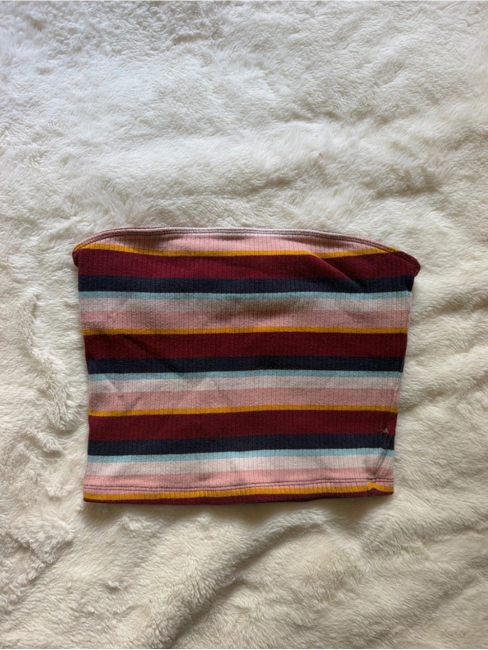 Hollister Co. Striped Tube Top in Burgundy, Pink, Teal & Mustard